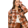 Brown Plaid Button Up Shacket front view