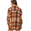 Brown Plaid Button Up Shacket back view