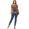 T-Party Clothing Mocha Tie Dye Long Sleeve Knit Top front view