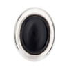 Front view large black Onyx sterling silver ring. 