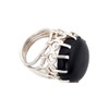 Side view of round black Onyx sterling silver ring. 