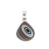 Small teardrop-shaped blue, white and black Fordite silver pendant. 