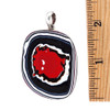 Size of large red, white and black Fordite silver pendant. 