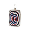 Large red, white and black Fordite silver pendant. 