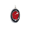 Large red colorful Fordite sterling silver pendant. 