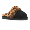 Corky's black and leopard snooze slippers