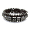 Brown studded leather bracelet.