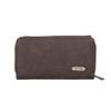 Backside Trinity Ranch coffee brown tri-fold faux leather wallet. 