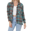 Angie Turquoise Plaid Long Sleeve Shirt front view