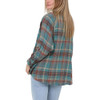 Angie Turquoise Plaid Long Sleeve Shirt back view