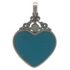 Sterling Silver Turquoise Shell Heart Shaped Pendant back view