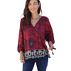 Nostalgia Red Wine Tribal Print Long Sleeve Top front view