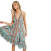 Paisley Print Halter Tie Back Midi Dress front view