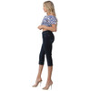 Grace In LA Soft Denim Basic Mid-Rise Capri Jeans model side view