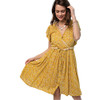 Easel Mustard Yellow Floral Print Summer Dress button up skirt view