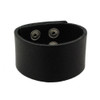 1.5" Wide Plain Black Genuine Leather Cuff Bracelet  Unisex Wristband