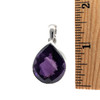 Size of teardrop faceted purple Amethyst sterling silver pendant. 