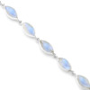 Close-up of Moonstone sterling silver bracelet with lobster claw clasp. 