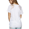POL Clothing White Short Sleeve Top with Lace Insets back view