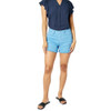 Judy Blue Mid Rise Dyed Sky Blue Frayed Hem Shorts 150267 front view