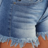 KanCan Mid Rise Fray Hem Denim Shorts frayed hem view