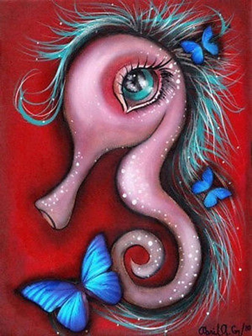 Abril Andrade Mina Tattoo Canvas Art Print Seahorse Butterfly Wall Hanging Decor