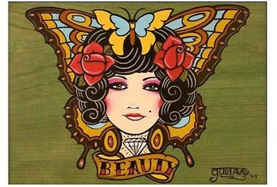 Beauty by Gustavo RimadaTattoo Art Print Butterfly Wall Hanging Home Decor