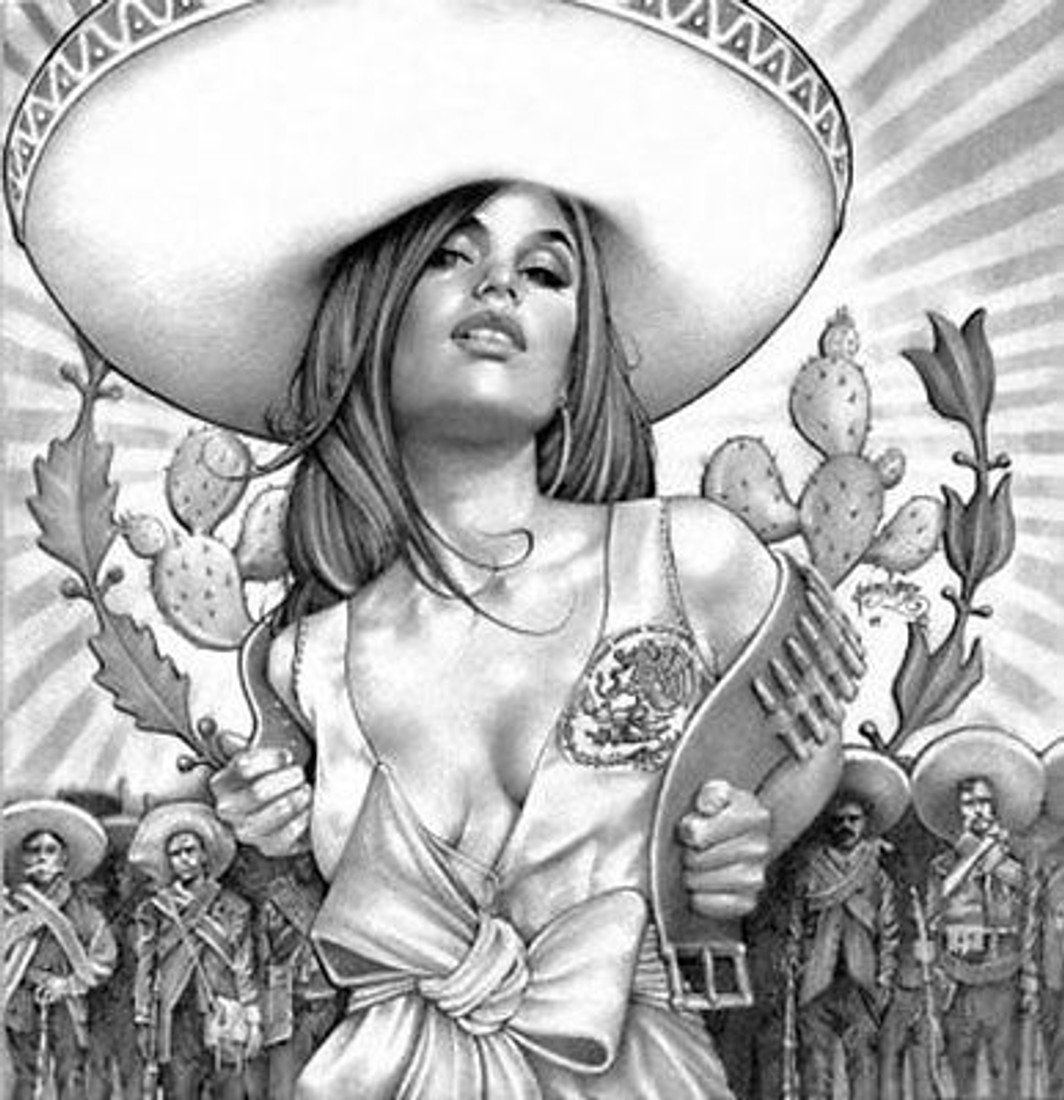 Jaime "Mouse" Lopez Charra Girl Tattoo Canvas Art Print Black & White