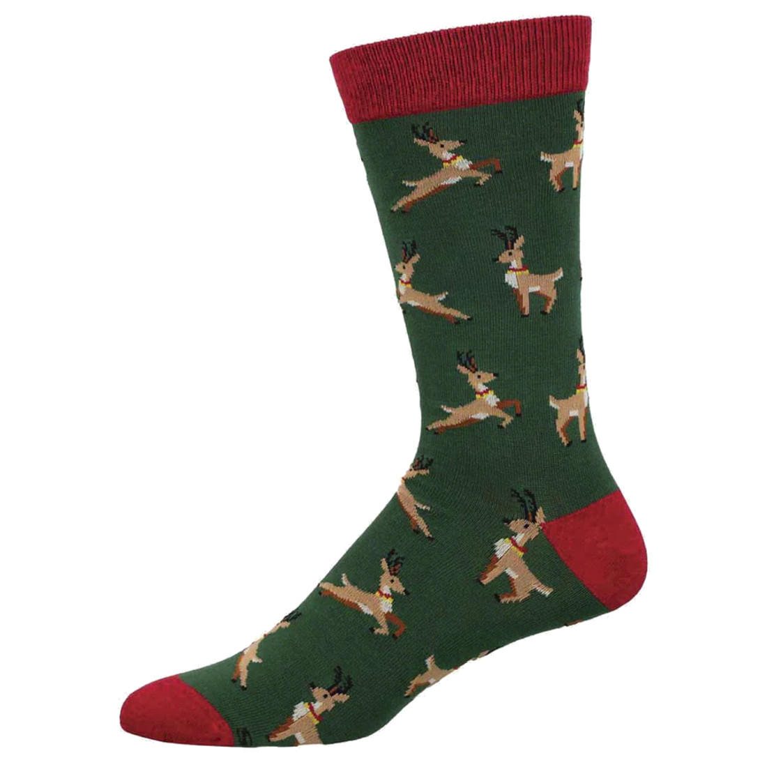Socksmith Men's Bamboo Blend Crew Socks - Christmas Leaping Reindeer