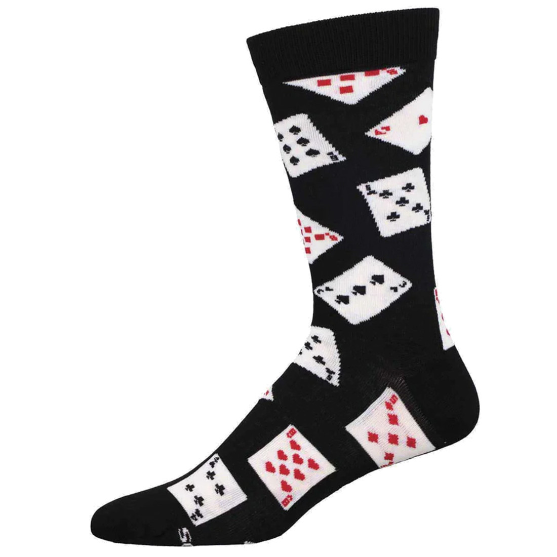 Socksmith Men's Bamboo Blend Crew Socks - Deal Me In Playing Cards