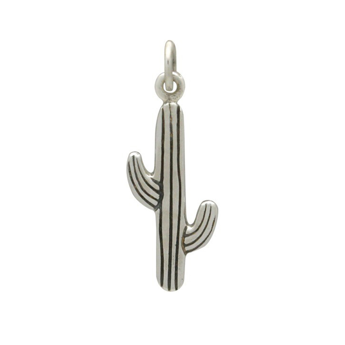 Small cactus sterling silver charm pendant. 