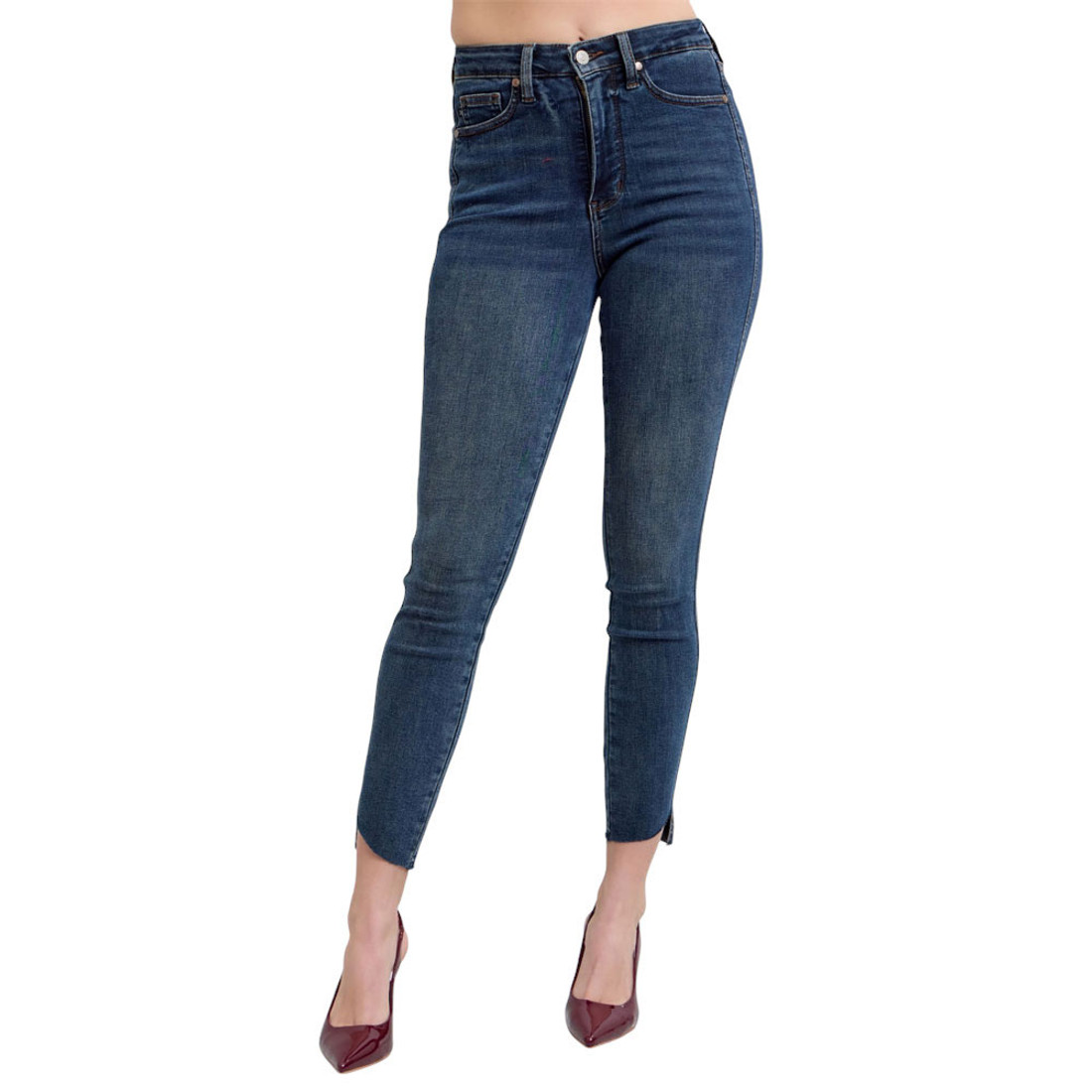 Judy Blue High Waist Tummy Control Step Hem Skinny Jeans - 88913