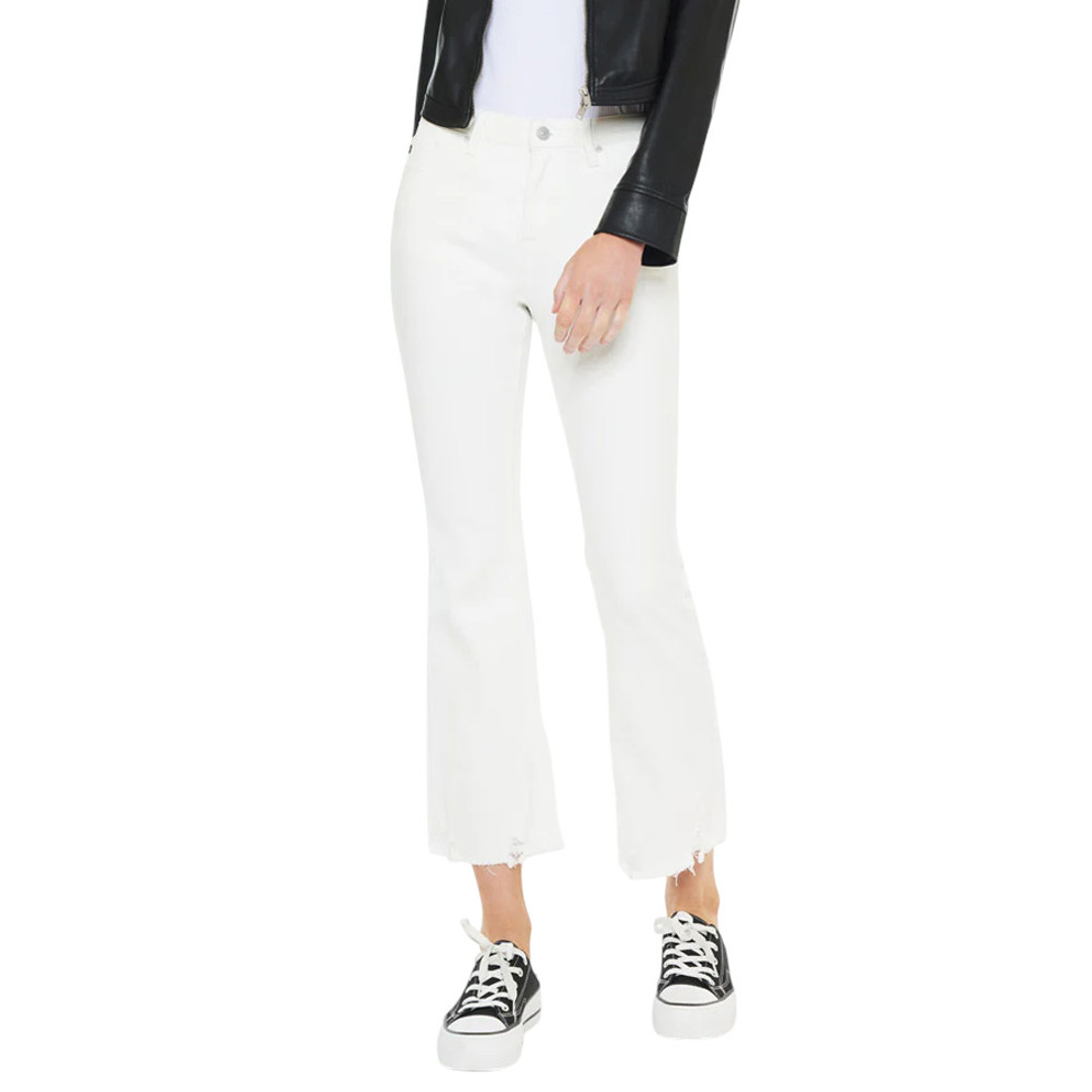 KanCan High Rise Crop Bootcut Jeans - White 