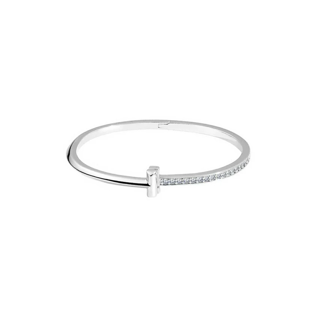 B. Tiff Unisson bangle bracelet with silver high polish finish. 