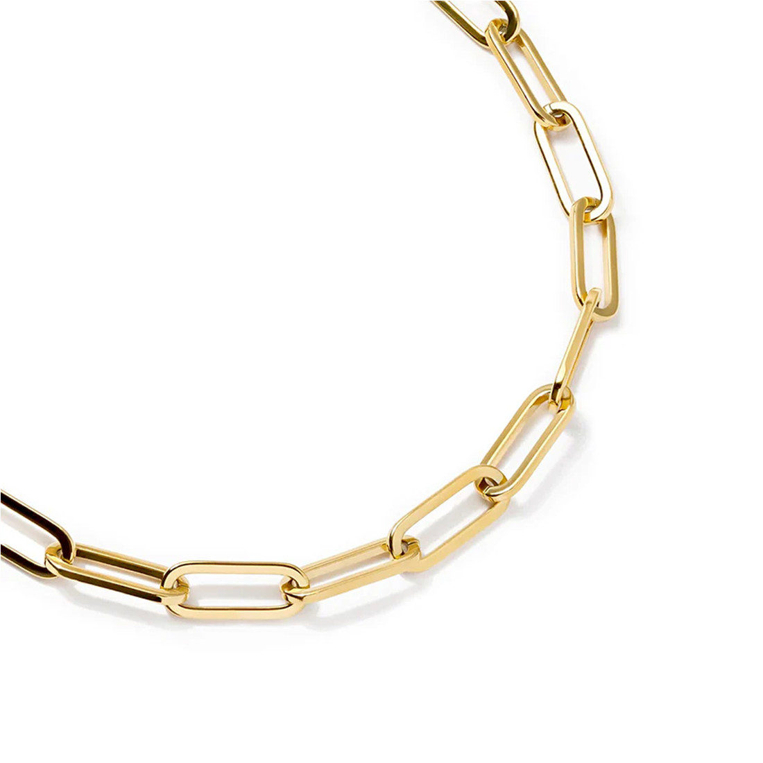 Jemma paperclip flat long adjustable 18k Gold plated chain necklace. 