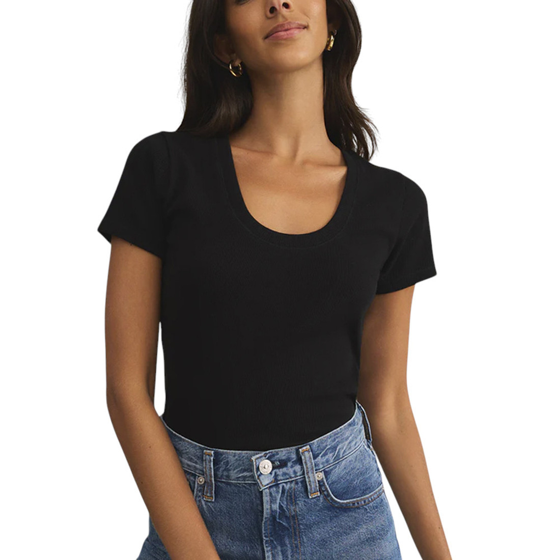 Z Supply Sirena Short Sleeve Rib Tee - Black