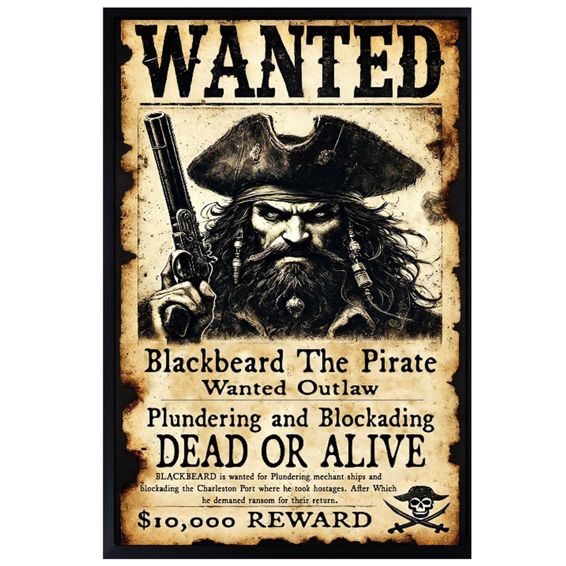 Unframed Art Print - Wanted Poster - Blackbeard the Pirate