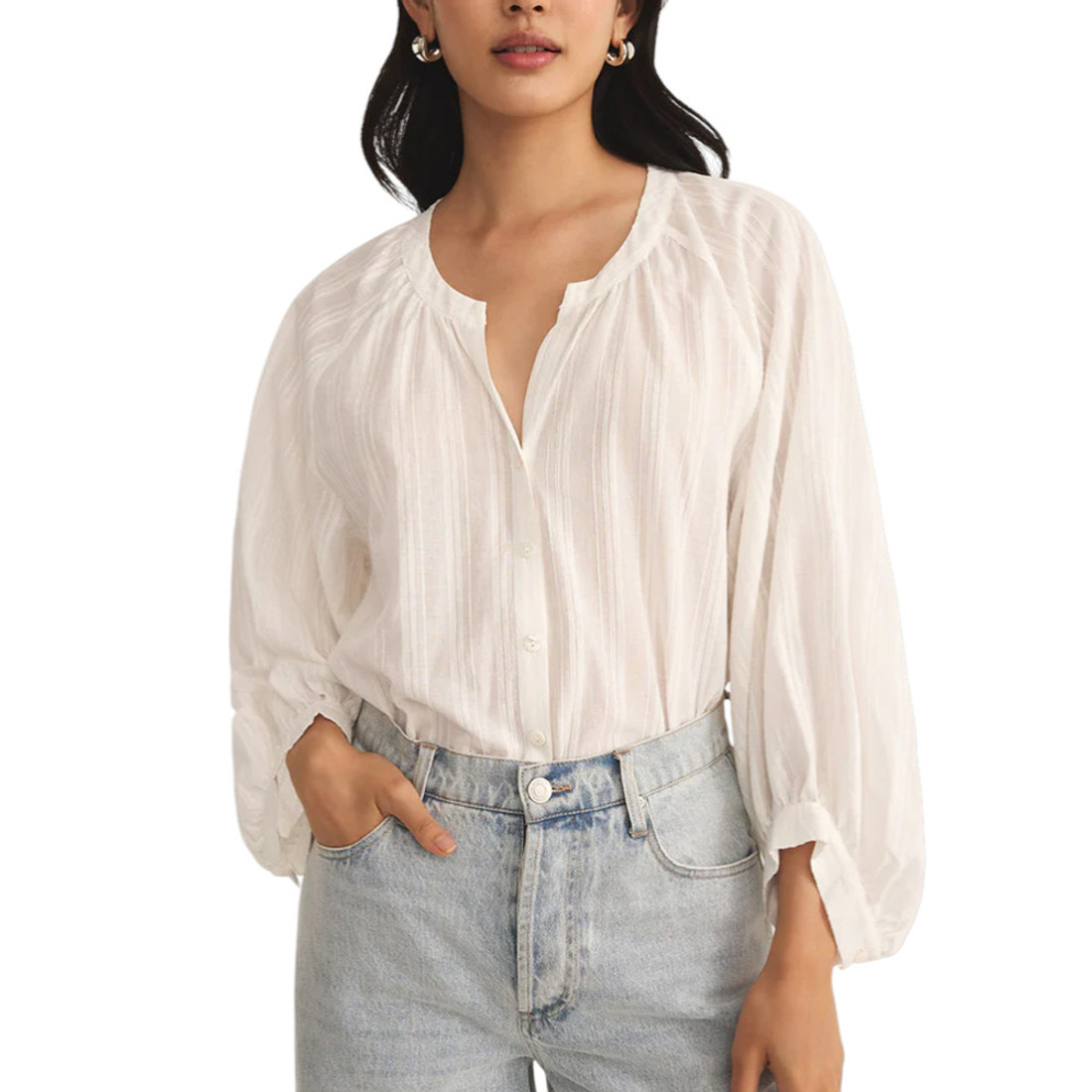 Z Supply Wren Button Up Top - White 