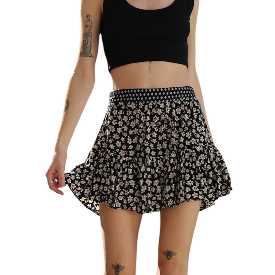 Angie Clothing Floral Print Mini Skort