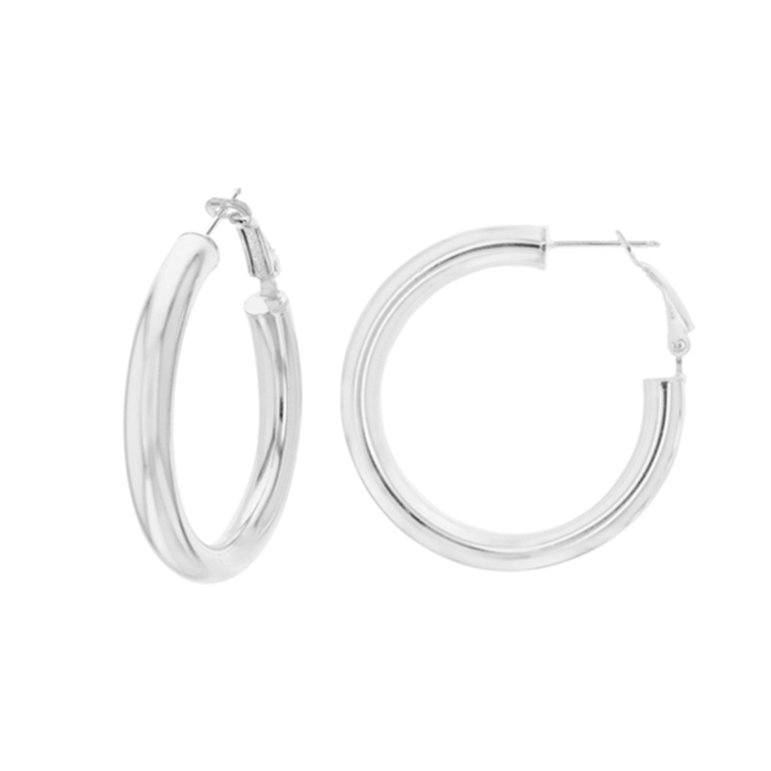 30mm Italian 5mm sterling silver hoop earrings.  30mm Italian 5mm sterling silver hoop earrings.