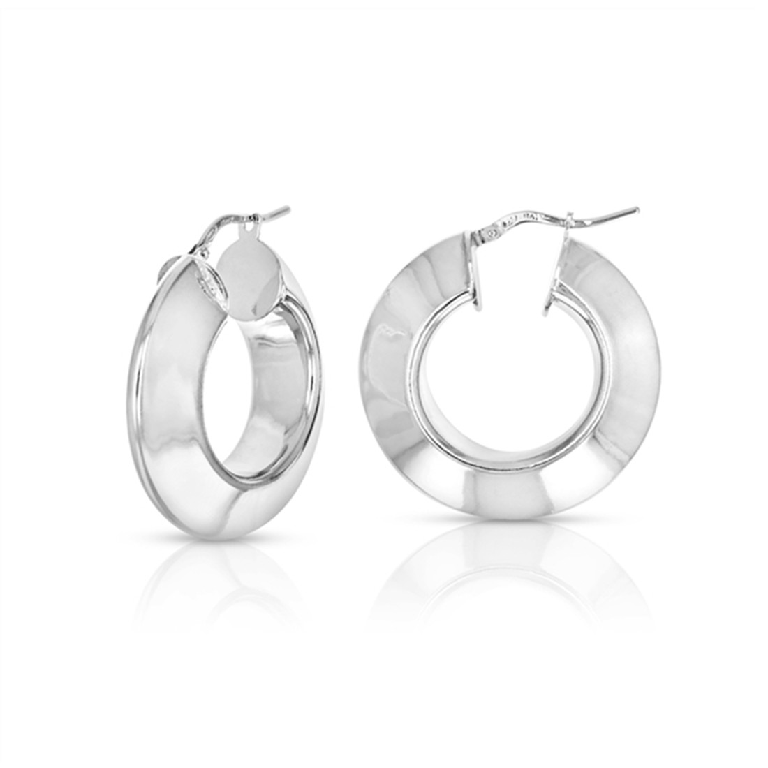 Domed hoop sterling silver earrings from Italy. 