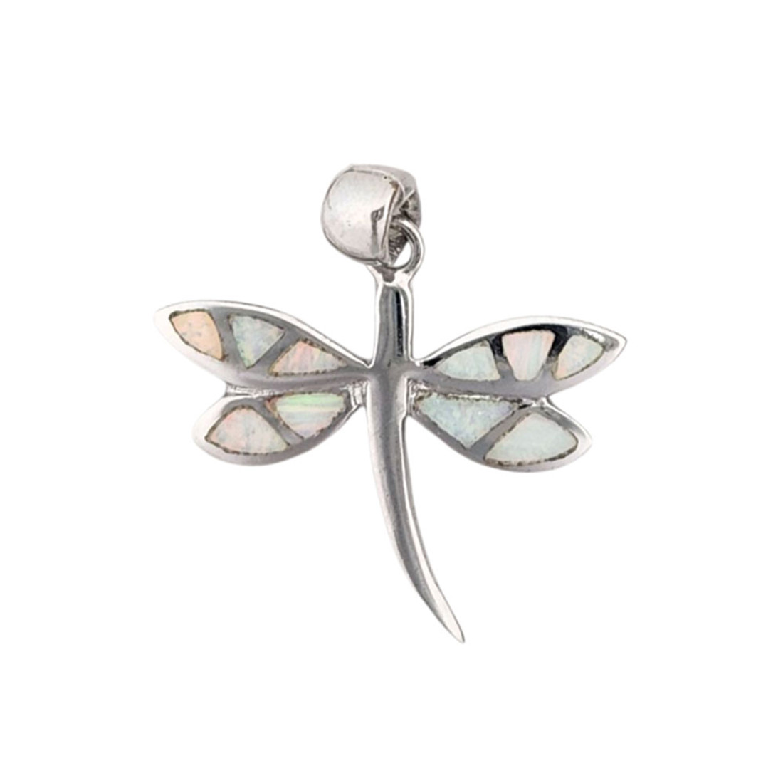 Dragonfly sterling silver lab-created opal pendant.  Dragonfly sterling silver lab-created opal pendant.