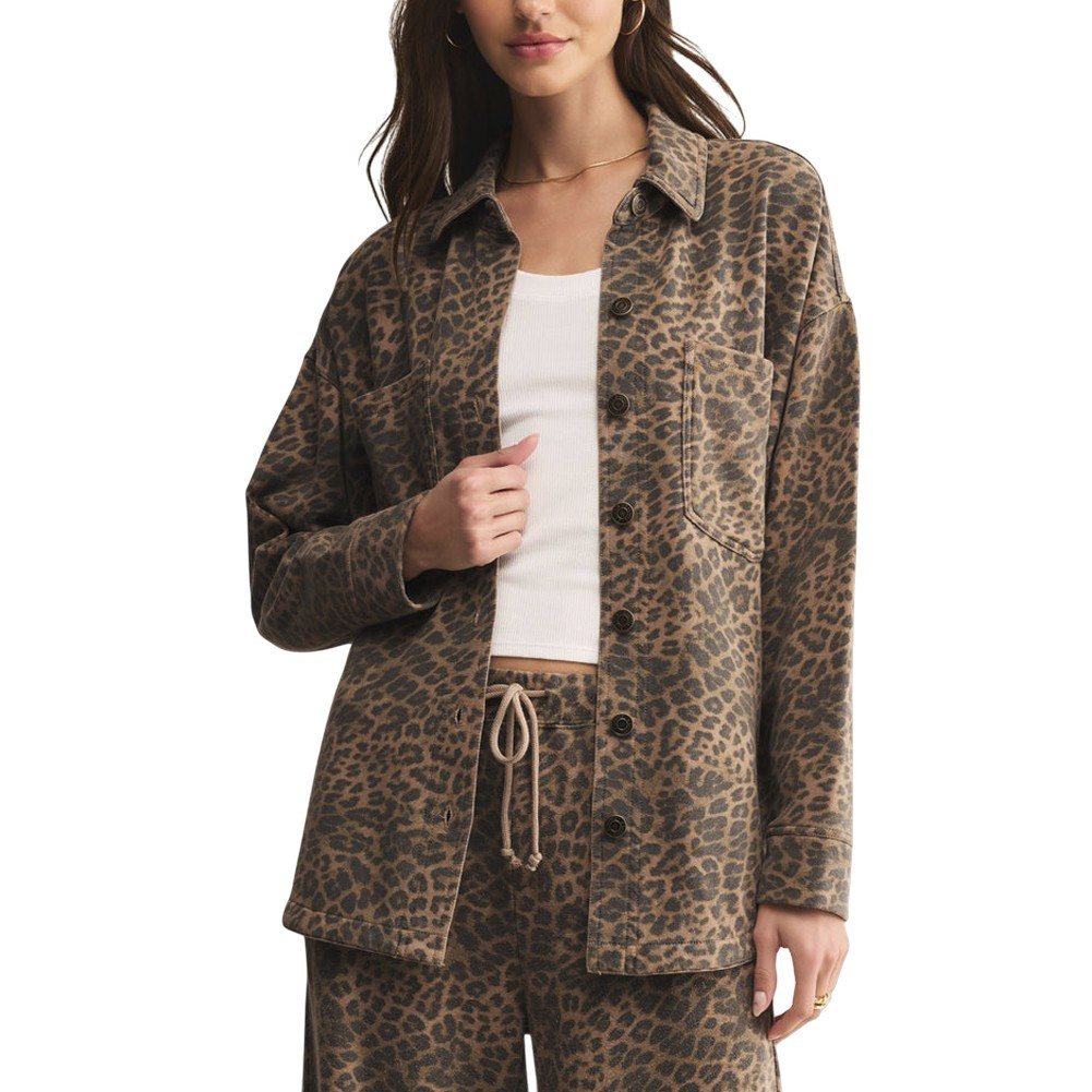 Z Supply All Day Knit Leopard Jacket - Desert Tan 
