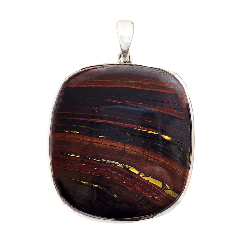 Large Red Tigers Eye sterling silver pendant. 