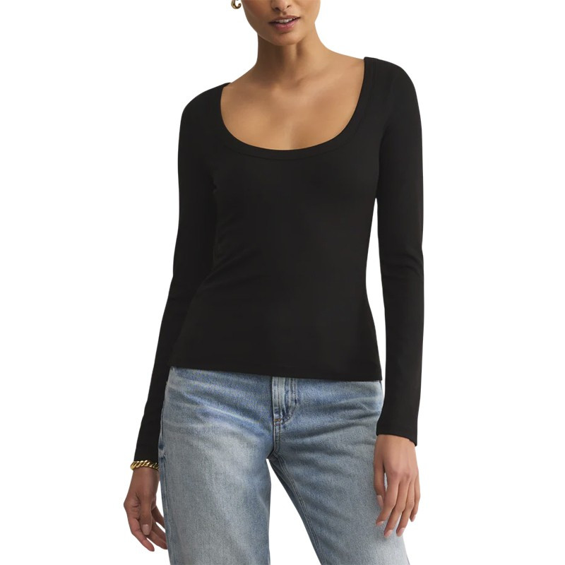 Z Supply Second Skin Scoop Neck Top - Black