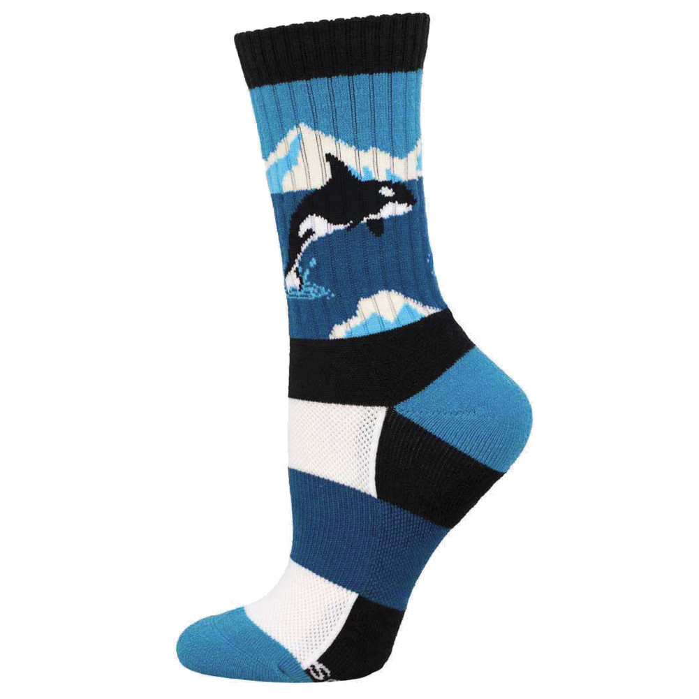 Socksmith Women's Compass Merino Wool Crew Socks - Arctic Orca Whale