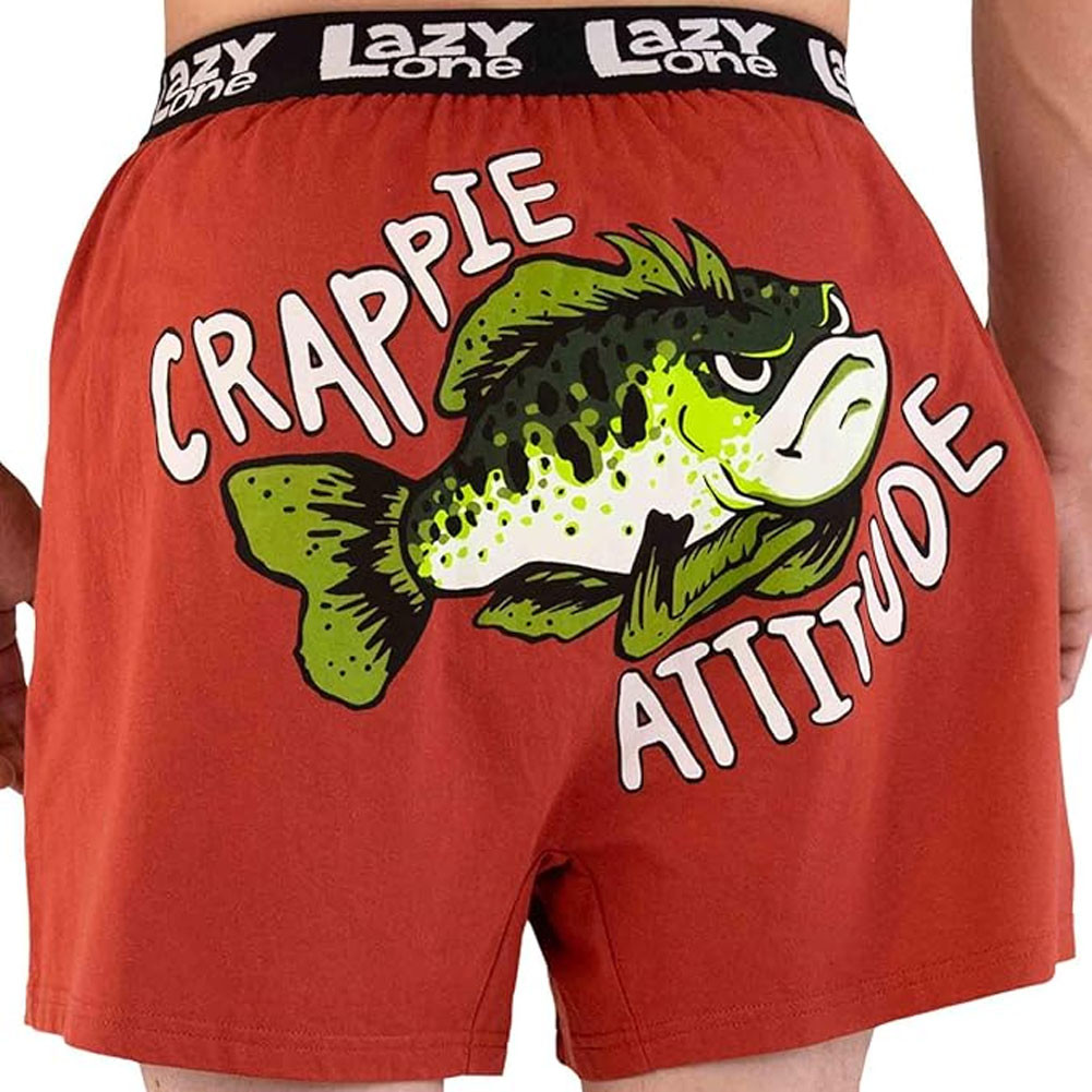 Lazy One - Men's Funny Boxer Shorts - Crappie Attitude - back view