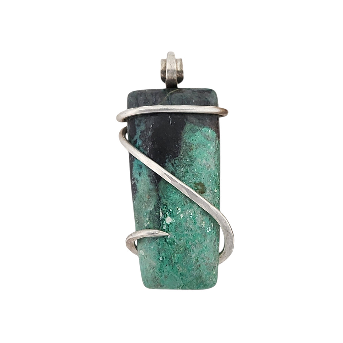 Turquoise cold-forged sterling silver pendant. 