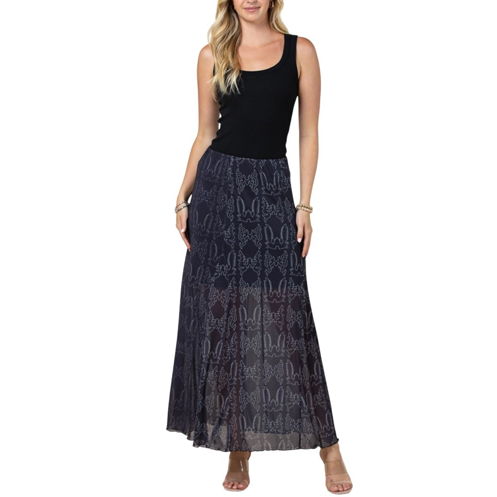 Avery Bootstitch Inspired Print Mesh Maxi Skirt 