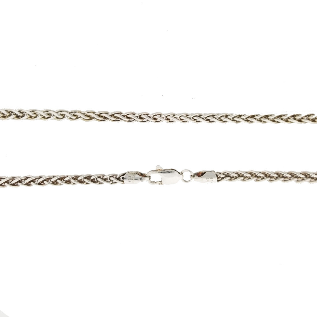 3mm 24" Rhodium plated wheat chain. 